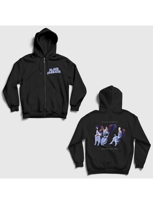 Presmono Siyah Hh V2 Black Sabbath Sırt Baskılı Fermuarlı Kapüşonlu Sweatshirt