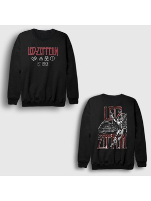 Presmono Siyah Icarus V2 Rock LED Zeppelin Sırt Baskılı Sweatshirt