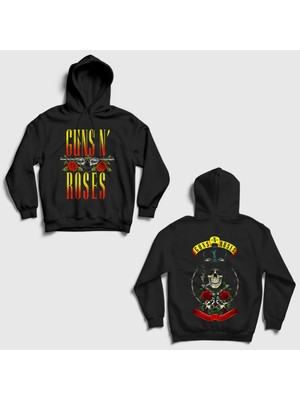 Presmono Siyah Jungle Guns N Roses Sırt Baskılı Kapüşonlu Sweatshirt