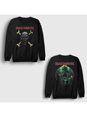 Presmono Siyah Wizard Metal Iron Maiden Sırt Baskılı Sweatshirt
