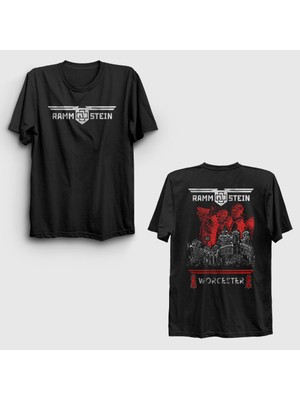 Presmono  Siyah Worcester Muzik Rammstein Sırt Baskılı T-Shirt