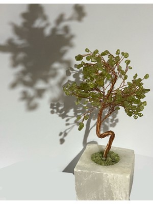 Selenit ve Peridot Taşlı Süs Ağaç