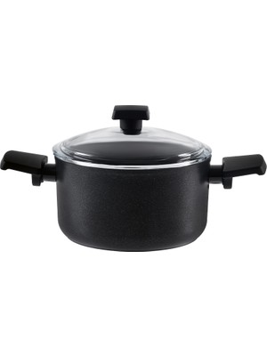 Madame Coco Titanium Profesional Derin Tencere - Siyah - 18 cm