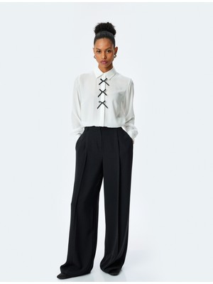 Koton Fiyonk Detaylı Uzun Kollu Klasik Yaka Gömlek