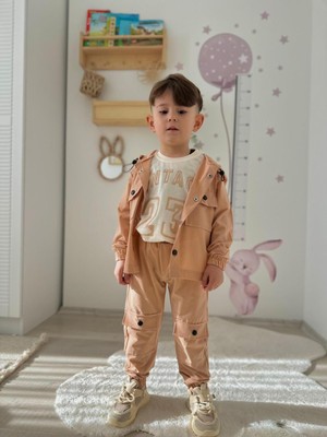 bebexy 23 Yazılı Paraşüt  Alt Üst  Takım  Bej