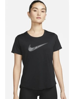 Nike Dri-Fit Swoosh Hbr Short-Sleeve Siyah Kadın Spor Tişört