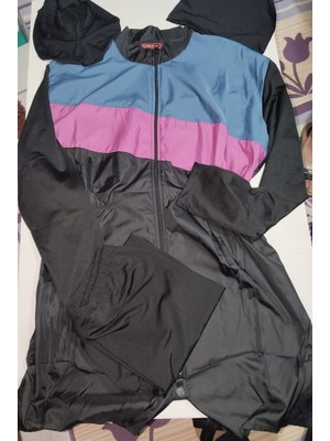 Paraşüt Kumaş Tam Fermuarlı Tesettür Mayo