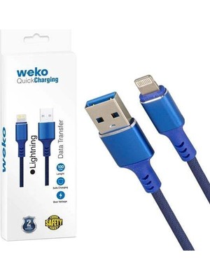 Weko WK-22025 USB To Lıghtnıng Örgülü Siyah 1 mt Şarj Kablosu (No:14)