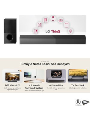 Lg 600W 4.1 Kanal Ev Sinema & Soundbar DtsVirtual: x Yüksek Ses ve Kalite, Kablosuz Bluetooth Optik, HDMI ve USB Bağlantı+ HdmıKablo