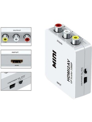 Fully G-537O HDMI To Rca Mini Model 1920X1080 Plastik Kasa Çevirici Konvertör