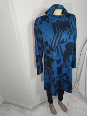 Mavi Desenli Elbise Mayo