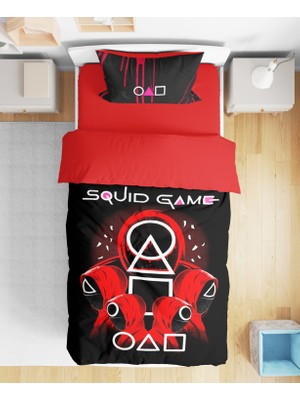 Erays Home Squid Game  3D Dijital Baskılı Tek Kişilik Nevresim Takımı Genç Nevresim Takımı