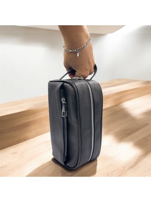 Hakiki Deri Siyah El Çantası Unisex