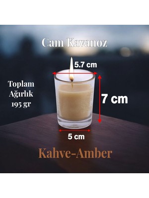 Badem10 Kokulu Mum Dekoratif Mini Cam Kavanoz Bardak Mumluk Kandil  Kahve Amber Kokulu Mumlar