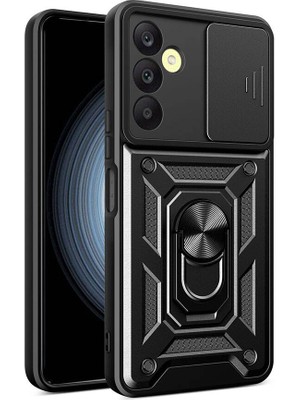 Tekno Grup Galaxy A25 Kılıf Magnetik Standlı Kamera Korumalı Sürgülü Vega Kapak-Siyah