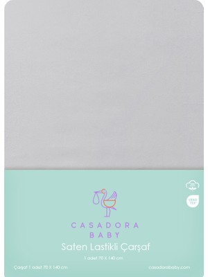 Casadora Baby 100% Pamuk Saten Bebek Lastikli Çarşaf - 70X140 cm - Gri