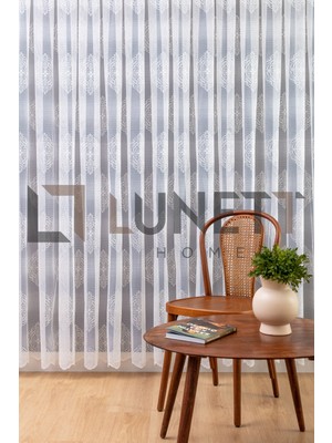 Lunett Home Kullanıma Hazır Çini Desen (1x2.5) Orta Pile Tül Perde