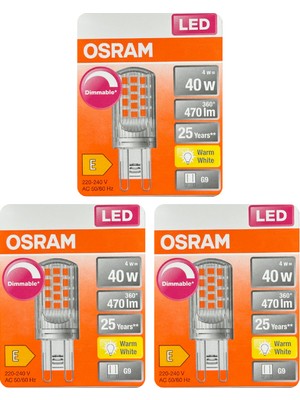 Osram 4W (40W) 2700K (Sarı Işık) G9 Duylu Dim Edilebilir Led Kapsül Ampul (3 Adet)