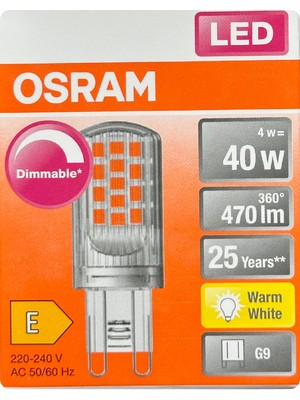 Osram 4W (40W) 2700K (Sarı Işık) G9 Duylu Dim Edilebilir Led Kapsül Ampul (3 Adet)