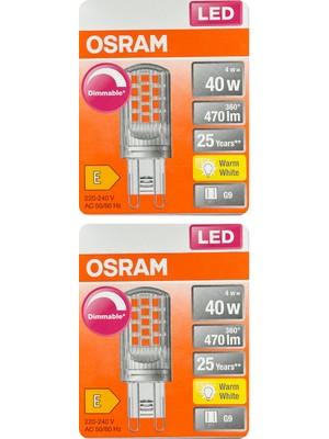 Osram 4W (40W) 2700K (Sarı Işık) G9 Duylu Dim Edilebilir Led Kapsül Ampul (2 Adet)