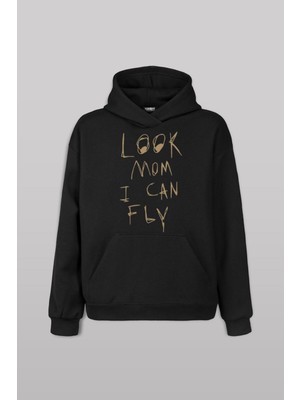 Look Mom I Can Fly Travis Scott Ön Baskılı Sweatshirt Unisex Kapüşonlu Hoodie