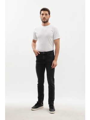 Erkek Slim Fit Likralı Antrasit Jean Pantolon