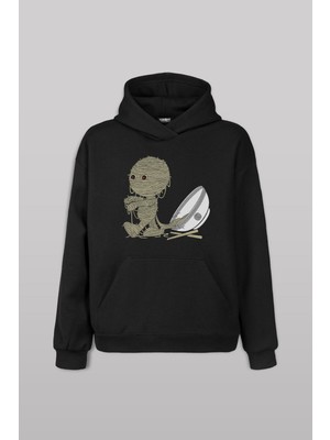 Noodle Mummy Mumya Totem Komik Ön Baskılı Sweatshirt Unisex Kapüşonlu Hoodie