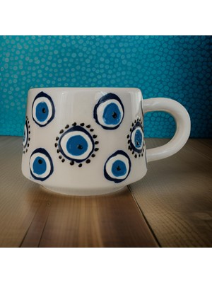 İlbay Çini Takı Ilbay Seramik Kupa Mug Klasik Yuvarlak Nazar