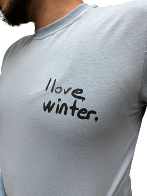 Baskı Desenli Erkek 2 Iplik Sweat- I Love Winter