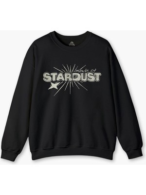 Siyah Sweatshirt Stardust Yıldız Tozu Y2K Streetwear 90S Doksanlar Vintage Retro Baskılı Sweat