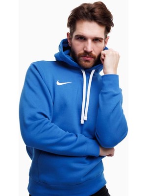 Nike M Flc PARK20 Po Hoodie Erkek Sweatshirt CW6894-463-Mavi Düz Desenli Kapüşonlu Rahat Kesim