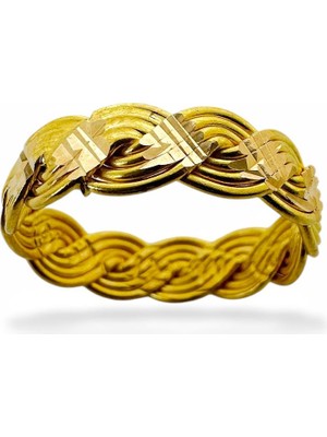 MaGold 22 Ayar Altın Ankara Burması 5 mm El Işçiliği Alyans Yüzük