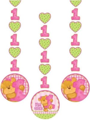 Ofis Turka 1 Yaşındayım Pembe Ayıcık 3 Lü Asma Süs