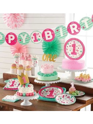 Ofis Turka Ilk Yaş Partim Pembe 1 Yaş Süper Parti Seti 24 Kişilik