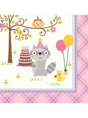 Ofis Turka Happy Woodland Pembe Peçete 16 Adet