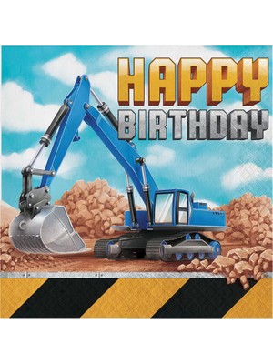 Ofis Turka Inşaat Partisi Happy Birthday Peçete 16 Adet