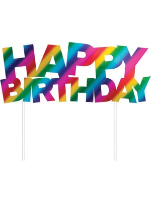 Ofis Turka Happy Birthday Renkli Folyo Çubuklu Pasta Yazısı