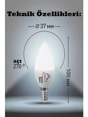 YTE 10 Adet  Kaliteli Beyaz 7W Mum LED Ampul E14 Duy