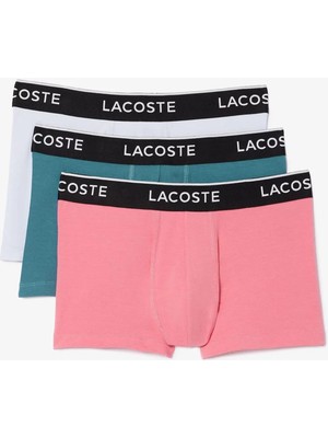 Lacoste Cotton Stretch Ultra Comfortable Trunk Erkek 3 Lü Boxer Lila Pembe Yeşil