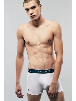 Lacoste Cotton Stretch Ultra Comfortable Trunk Erkek 3 Lü Boxer Siyah Gri Beyaz