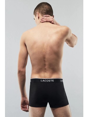 Lacoste Cotton Stretch Ultra Comfortable Trunk Erkek 3 Lü Boxer Siyah Gri Beyaz