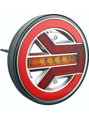 Wolfram LED Yuvarlak 3 Fonksiyonlu Stop-Sinyal-Park Lambası 10-30V E9 Belgeli Sol