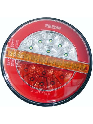 Wolfram LED Yuvarlak 4 Fonksiyonlu Stop-Sinyal-Park Lambası 10-30V E9 Belgeli Sol