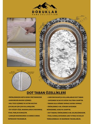 Doruklar Home Collection Kaymaz Taban Yıkanabilir Dijital Baskı Oval Kesim Dekoratif Modern Desenli Dot Taban Halı OVAL019