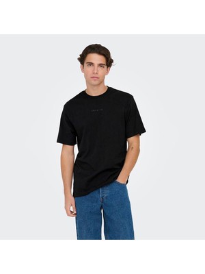 Only & Sons Onslevı Lıfe Reg Text Siyah Erkek T-Shirt 22028147