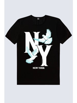 Rock&Roll Ny Güvercinleri Siyah Kadın Tshirt