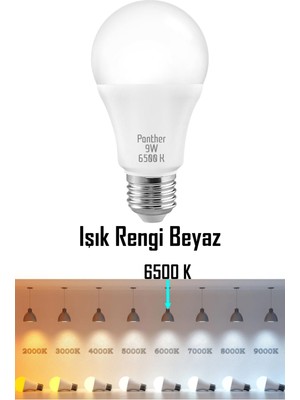 Alastor 9W Beyaz LED E27 Ampul Tasarruflu Lamba 6500 K Beyaz Işık 800 Lümen 9W=60W