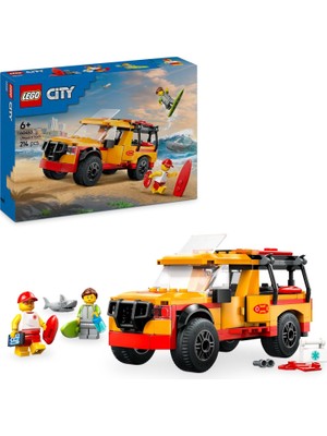 City Cankurtaran Kamyoneti 60453-6 Yaş ve Üzeri Çocuklar Için 2 Minifigür ve Köpek Balığı Figürü Içeren Yaratıcı Oyuncak Yapım Seti, Doğum Günü Hediyesi (214 Parça)