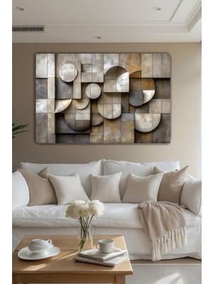 Arkeot Gölge Formlar Kanvas Duvar Tablosu Dekoratif Soyut Salon Oturma Odası Antre Dekor Büyük