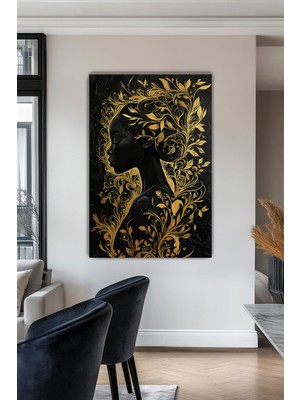 Arkeot Afrikalı Kadın Kanvas Duvar Tablosu Salon Ofis Güzellik Salonu Kuaför Antre Şık Dekor